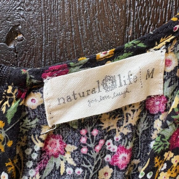 Natural Life Boho Chic Black Floral Ditsy Micro Floral Jumpsuit Romper - Picture 4 of 6